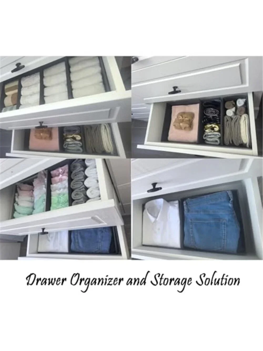 Sock Drawer Organizer 3 Pack Collapsible Fabric Storage Bins 11